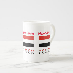Taza De Porcelana Personalización Roja de Yemen y la Bandera Yemení 