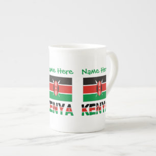 Taza De Porcelana Personalización verde de Kenia y la bandera kenian