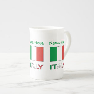 Taza De Porcelana Personalización verde de la bandera italiana e Ita