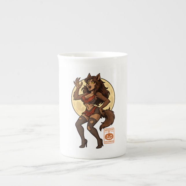 Taza De Porcelana Personalizado Chica de Werewolf (Frente)