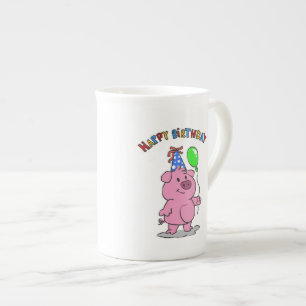 Taza De Porcelana Personalizado de Cerdo de Cumpleaños   elegir colo
