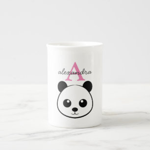 Taza De Porcelana Personalizado de oso panda lindo Monograma