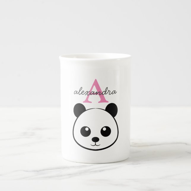 Taza De Porcelana Personalizado de oso panda lindo Monograma (Frente)