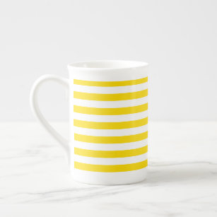 Taza De Porcelana Personalizado de plantilla rayado blanco amarillo 