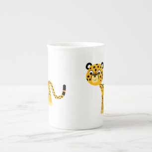 Taza De Porcelana Personalizado feliz lindo Cheetah Bone China Mug
