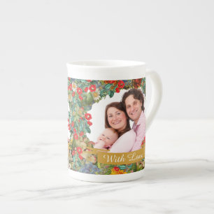 Taza De Porcelana Personalizado Floral Vintage con Foto Personalizad