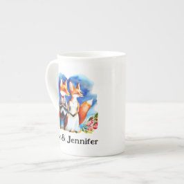 Taza De Porcelana Personalizado Fox Couple Names Personalizado