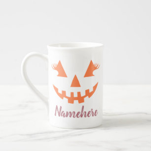 Taza De Porcelana Personalizado Girly Jack O Lantern Pumpkin Hallowe