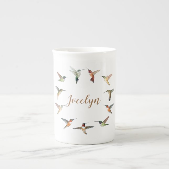 Taza De Porcelana Personalizado Hummingbird (Frente)