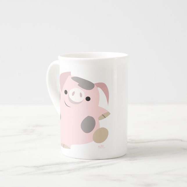 Taza De Porcelana Personalizado lindo bailando el hueso de cerdo chi (Izquierda)