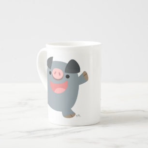 Taza De Porcelana Personalizado lindo Bouncy Pig Bone China Mug