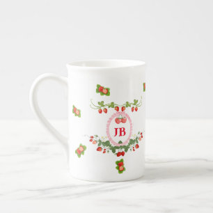 Taza De Porcelana Personalizado Strawberry Monogrammed