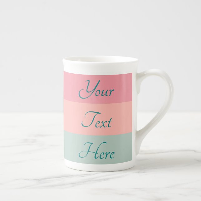 Taza De Porcelana Personalizado Texto manuscrito Guión Rosado Verde  (Derecha)