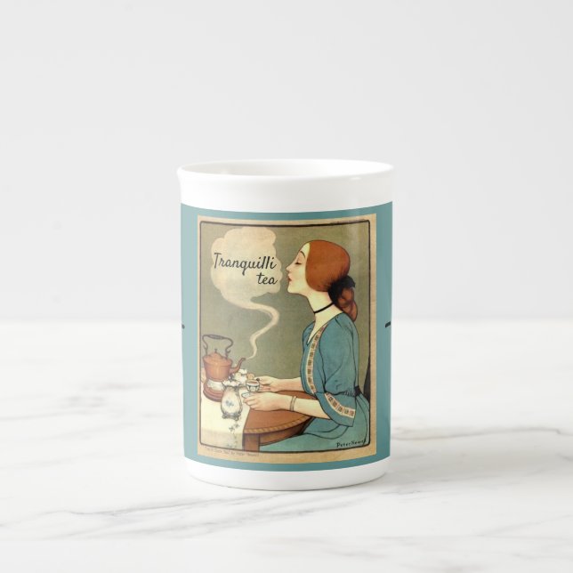 Taza De Porcelana Personalizado Verde azulado de té con té tranquill (Frente)