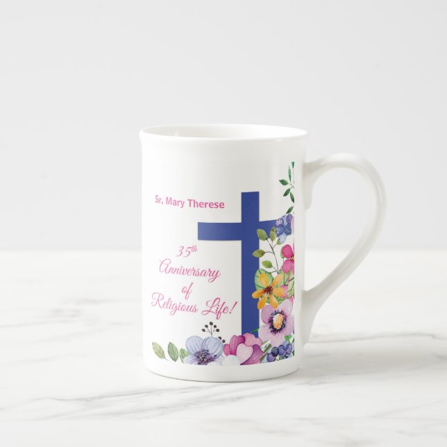Taza De Porcelana Personalizar, 35 Aniversario de la Vida Religiosa  (Derecha)