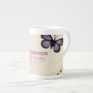 Taza De Porcelana Personalizar, mariposas musicales gracias profesor