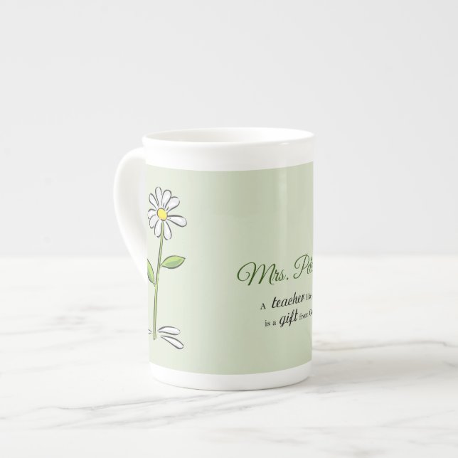 Taza De Porcelana Personalizar, profesores gracias, flor religiosa (Izquierda)