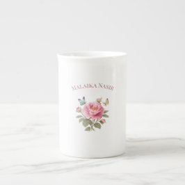 Taza De Porcelana Personalized Floral Name Mug | Elegant Pink Peony 