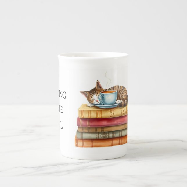 Taza De Porcelana Personalized Morning Coffee Cat Ritual Cozy (Frente)