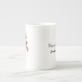 Taza De Porcelana Personalized name Xmas reindeer cute cartoon