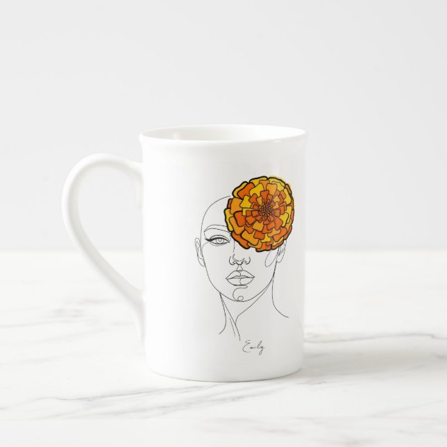 Taza De Porcelana Personalized October Birth Flower Portrait (Izquierda)