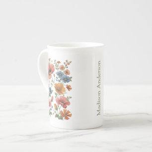 Taza De Porcelana Personalized Vintage Botanical Poppies