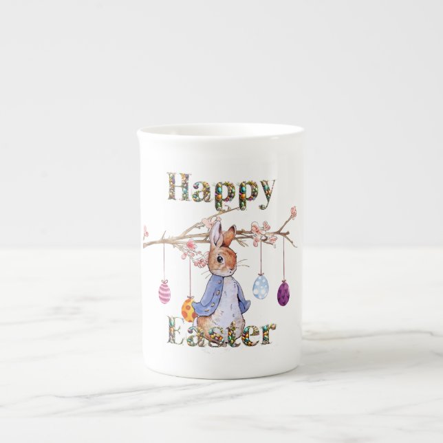 Taza De Porcelana Peter con huevos de Pascua feliz Pascua (Frente)