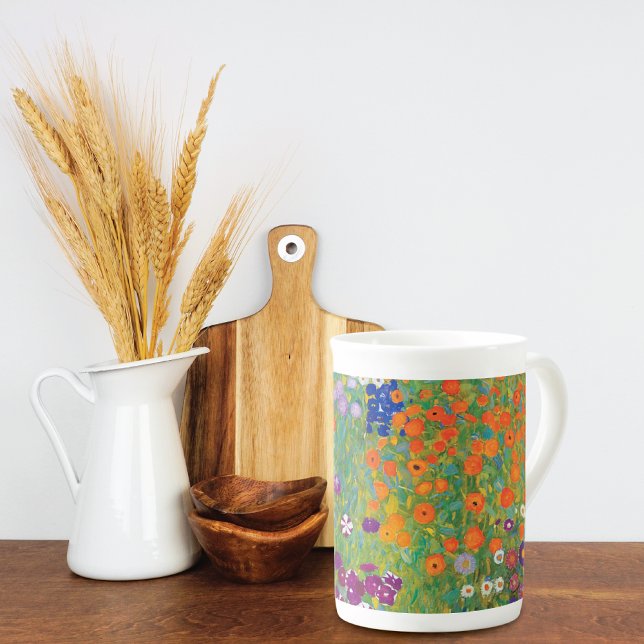 Taza De Porcelana Petunias Asters Garden Gustav Klimt (Subido por el creador)