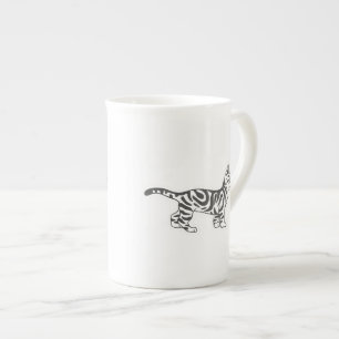 Taza De Porcelana Pie de gato bengalí - Elige el color de fondo