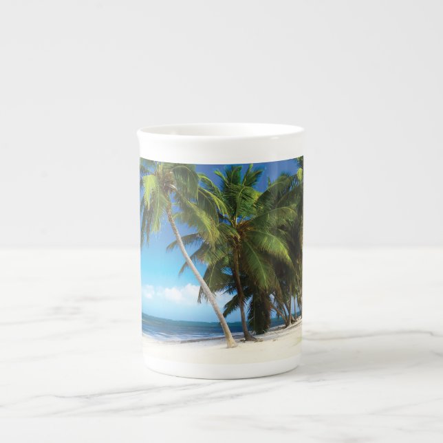 Taza De Porcelana Pilar de tiro de playa exótica (Frente)