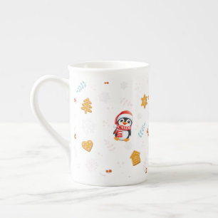 Taza De Porcelana Pingüino Santa Feliz Feliz Feliz Navidad