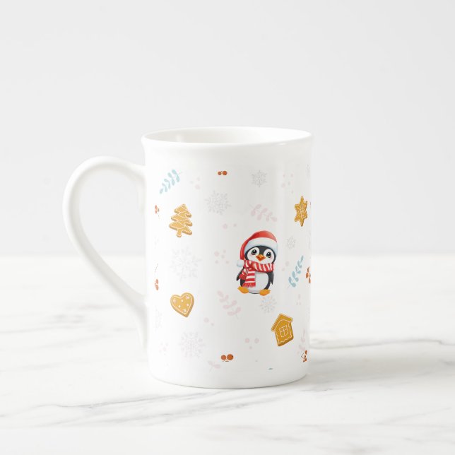 Taza De Porcelana Pingüino Santa Feliz Feliz Feliz Navidad (Izquierda)