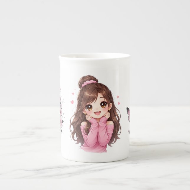 Taza De Porcelana Pink Daydream Heartfull Smile Sugar & Sunshine Bub (Frente)