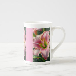 Taza De Porcelana Pink Daylily Floral