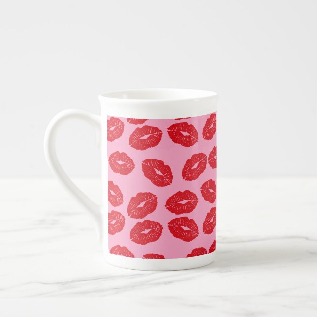 Taza De Porcelana Pink Kisses Love Printed Coffee Mug Cup (Izquierda)