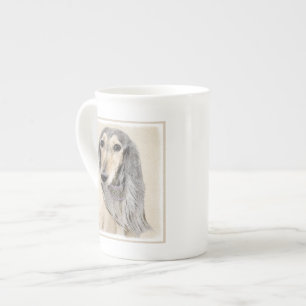 Taza De Porcelana Pintado Saluki (Amanecer) - Arte Perro Original Cu