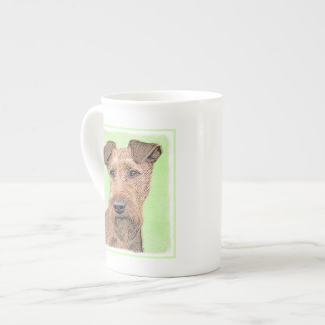 Taza De Porcelana Pintado Terrier Irlandés - Arte de Perro Original. (Izquierda)