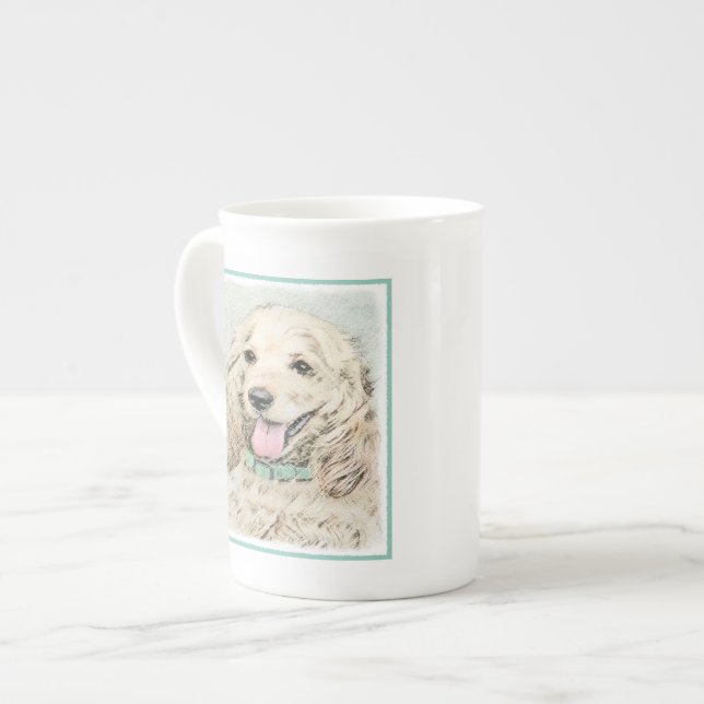 Taza De Porcelana Pintura Buff de Cocker Spaniel - Arte Perro Origin (Izquierda)