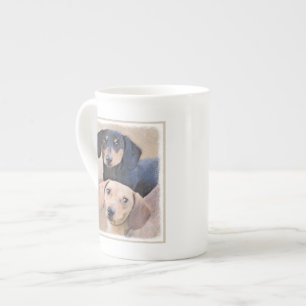 Taza De Porcelana Pintura Dachshund (suave) - Arte Perro Original