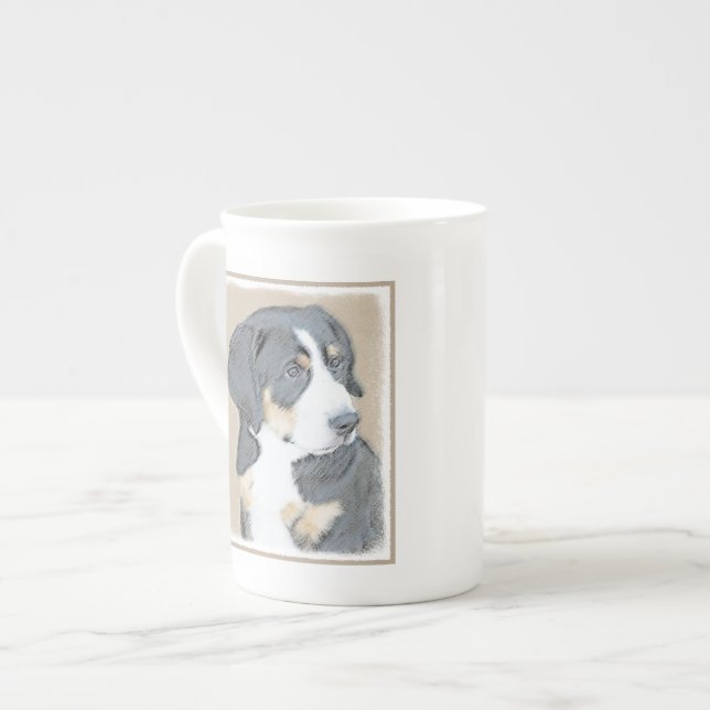 Taza De Porcelana Pintura de cachorro de perro de montaña de Bernese (Izquierda)
