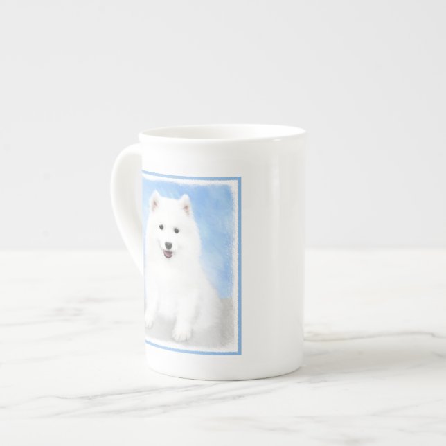 Taza De Porcelana Pintura de cachorro samoyada - Arte original del p (Izquierda)