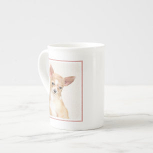 Taza De Porcelana Pintura de Chihuahua - Arte Perro Original.
