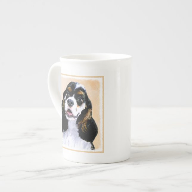 Taza De Porcelana Pintura de Cocker Spaniel (Parti) - Arte Perro Ori (Izquierda)