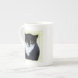 Taza De Porcelana Pintura de gatos de Tuxedo - Arte de gatos origina