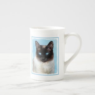 Taza De Porcelana Pintura de gatos siamesa - Arte de gatos original 