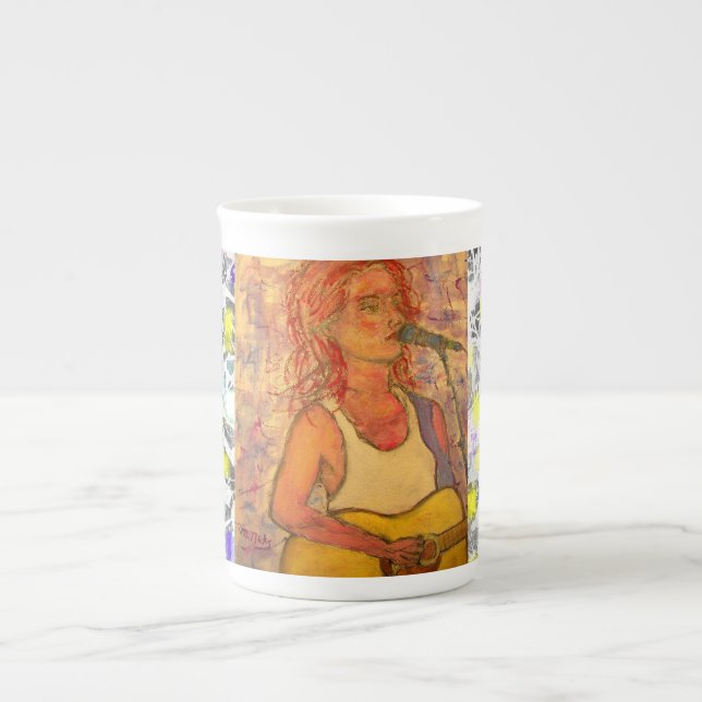 Taza De Porcelana pintura de goteo de chica de canciones (Frente)