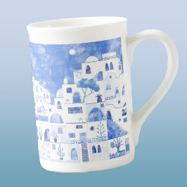 Taza De Porcelana Pintura de la isla griega de Santorini