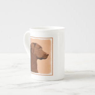 Taza De Porcelana Pintura de Labrador Recuperador (Chocolate) - Arte