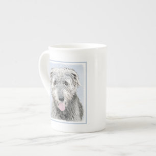 Taza De Porcelana Pintura de lobo irlandesa - Arte de perro original