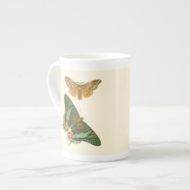 Taza De Porcelana Pintura de mariposa ligeramente bordeada (Izquierda)